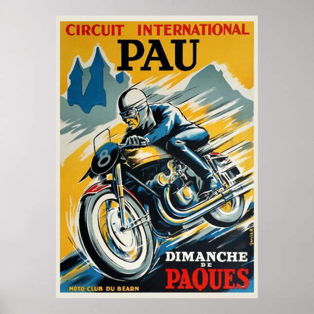 Poster du Grand Prix Moto de Pau 1950 (Devant)