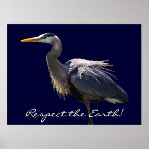 Poster du Jour des terres Great Blue Heron