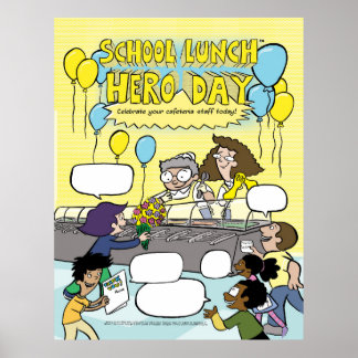 Poster du jour du héros du déjeuner scolaire - rem