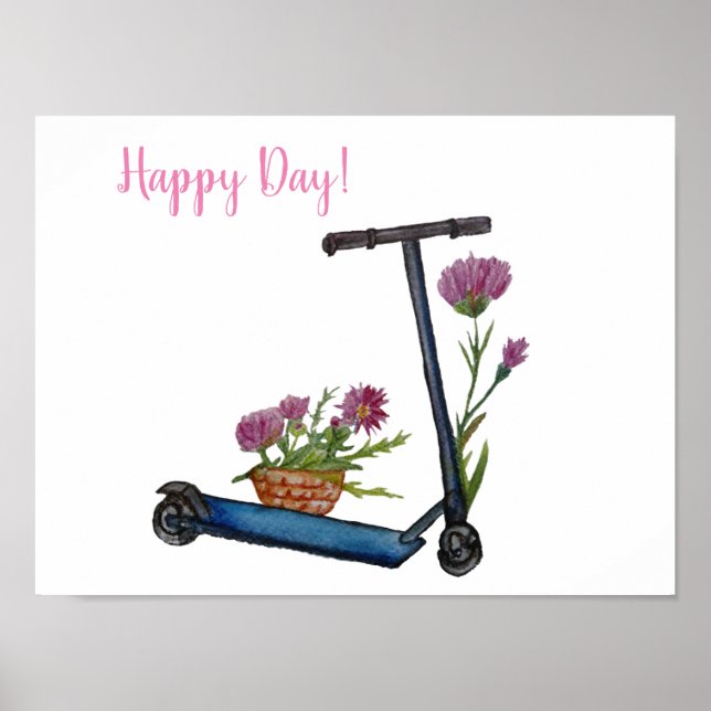 Poster du Jour heureux, Dessin d'aquarelle (Devant)