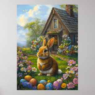 Poster du lapin de Pâques mignon