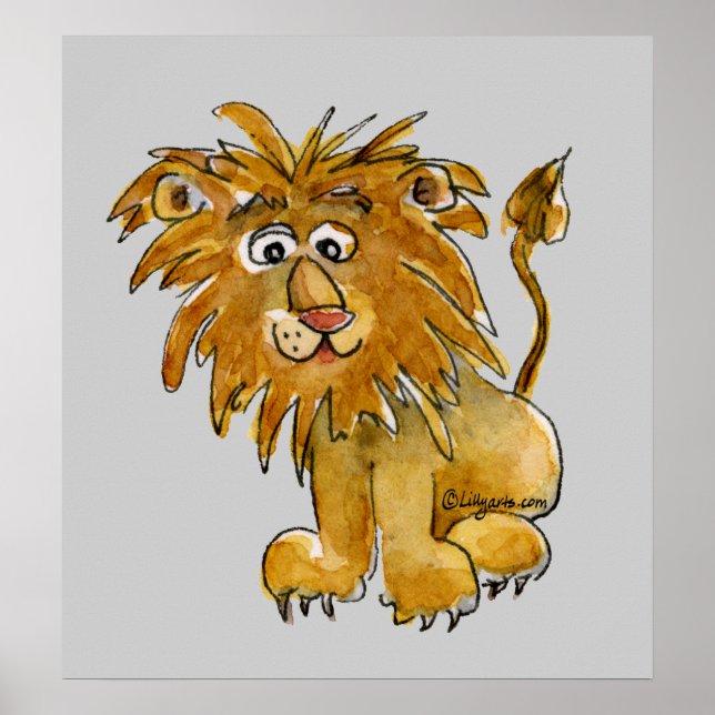 Poster du lion de dessin (Devant)
