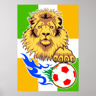 Poster du lion de football irlandais ou ivoirien