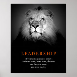 Poster du lion de leadership motivationnel tendanc