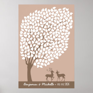 Poster du livre d'hôtes Hunt Tree - 250 signatures