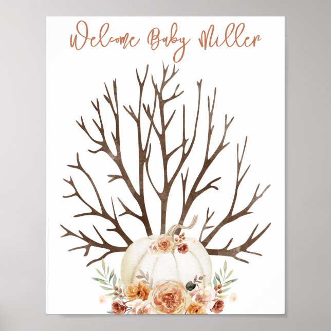 Poster du livre d'or citrouille Baby shower d'empr (Devant)