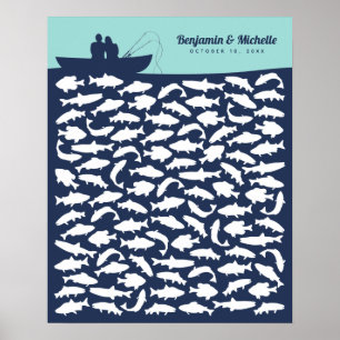 Poster du livre d'or de pêche - 100 signatures