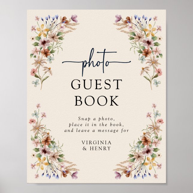 Poster du livre d'or Floral Boho (Devant)