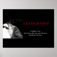 Poster du loup de leadership motivationnel noir bl