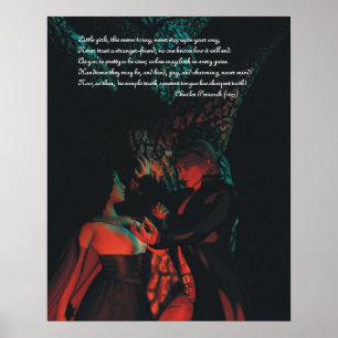 Poster du loup-garou rouge avec poème Perrault