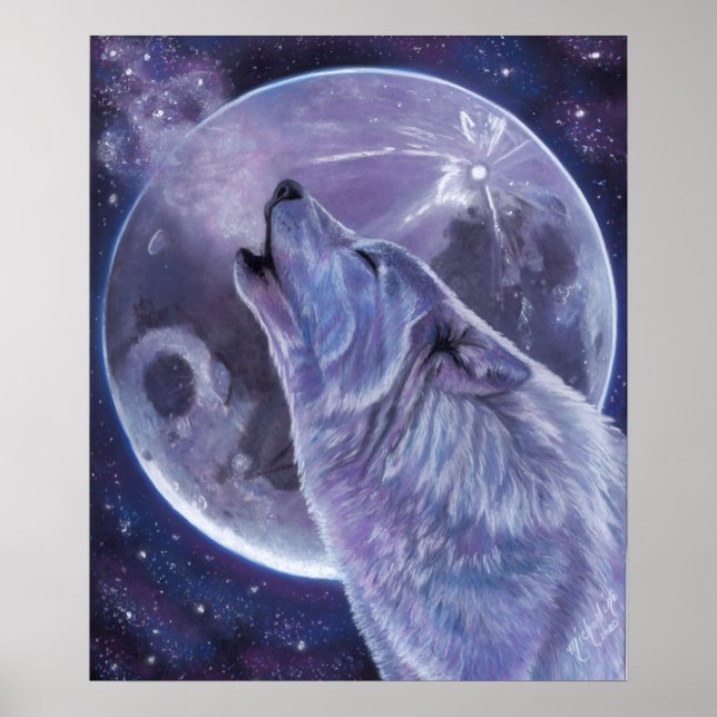 Poster du loup - Loup solitaire par Michaeline McD (Devant)