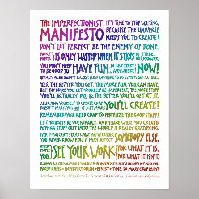 Poster du manifeste imperfectioniste - Arc-en-ciel (Devant)
