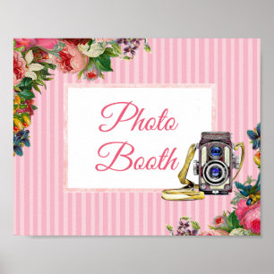 Poster du Mariage de la cabine photo rose Floral