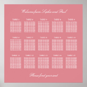 Poster du Mariage de table Blush Pink 15