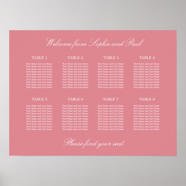 Poster du Mariage de table Blush Pink 8 (Devant)