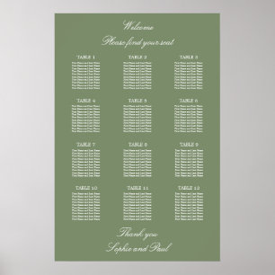 Poster du Mariage de table Sage Green 12