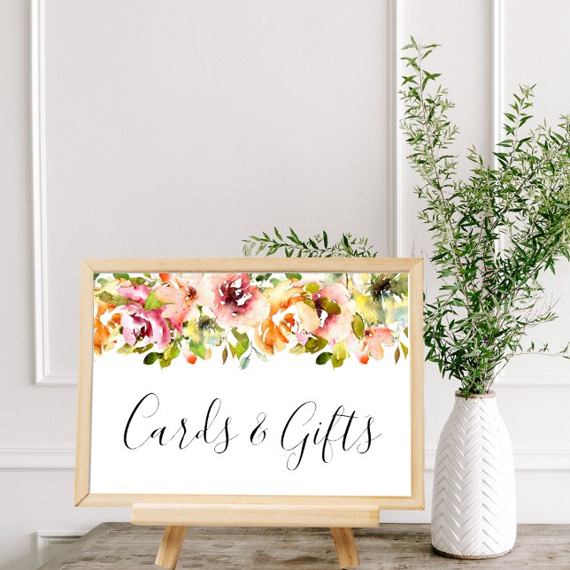 Poster du Mariage Floral de jardin d'été (Summer Garden Watercolor Floral Wedding Poster)