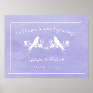 Poster du Mariage floral de Lovebird violet