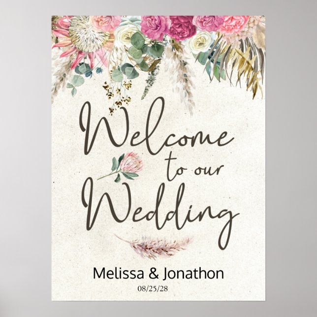 Poster du Mariage floral Neutre Pastel Boho (Devant)