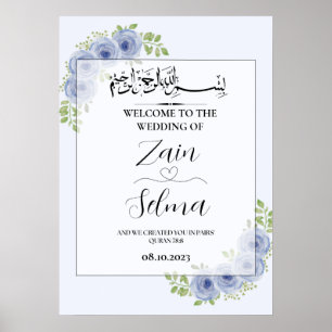 Poster du Mariage musulman Rose bleu