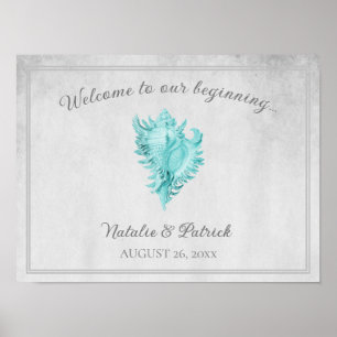 Poster du Mariage turquoise Conch Shell