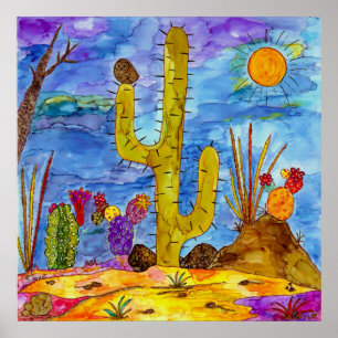 Poster du matin de Cactus du désert 24"x24"