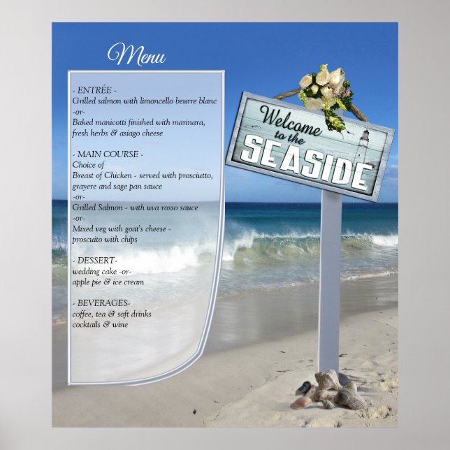 Poster du menu Mariage Plage (Devant)
