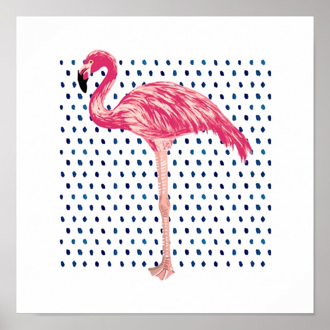Poster du Motif de l'Aquarelle d'Oiseau rose Flama (Devant)
