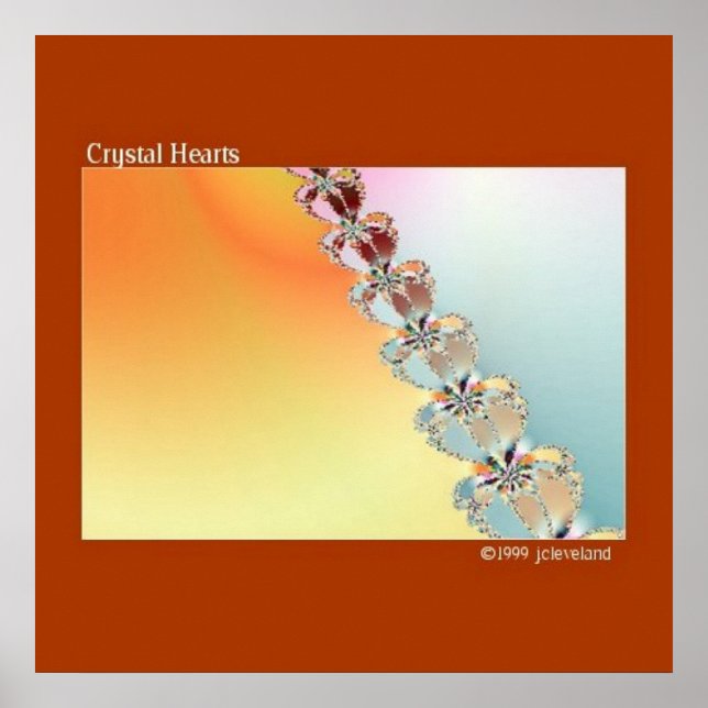 Poster du mur d'art fractal du coeur cristal (Devant)