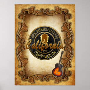 Poster du mur du fan de musique de Californie