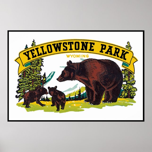Poster du parc vintage Yellowstone (Devant)