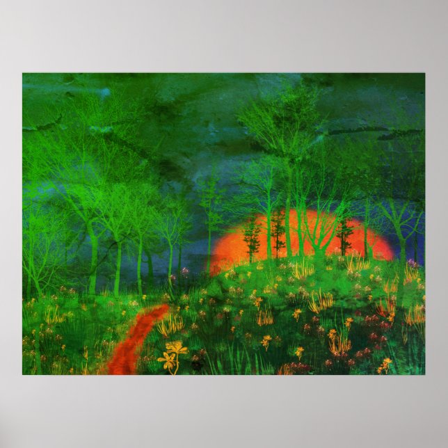 Poster du paysage peint rétro des années 70 (Devant)