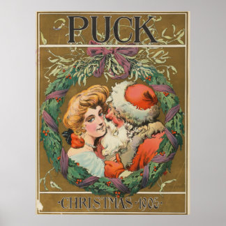 Poster du Père Noël Kissing Momma 1905