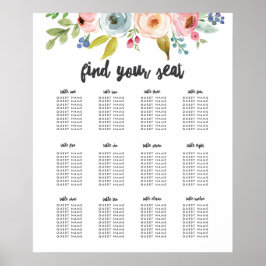 Poster du plan de siège du mariage botanique lumin