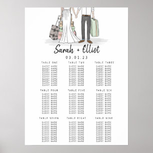 Poster du plan de table de mariage de destination