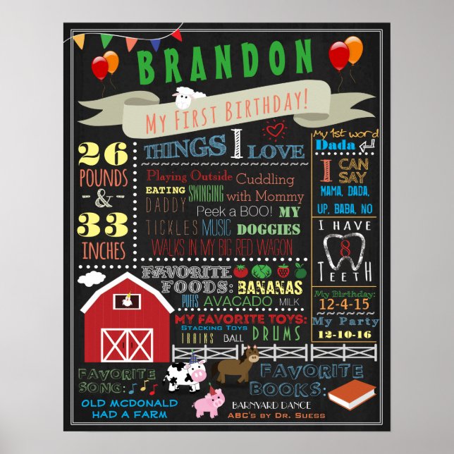 Poster du premier anniversaire de Barnyard 16x20 (Devant)