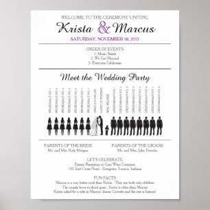 Poster du programme de mariage Silhouettes simple