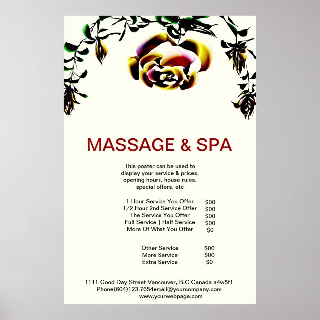 Poster du salon de beauté Cumingtonite Spa Massage (Devant)