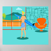 Poster du surfeur rétro