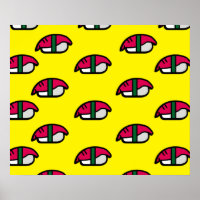 Poster du Sushi Kawaii, du riz au poisson et des a