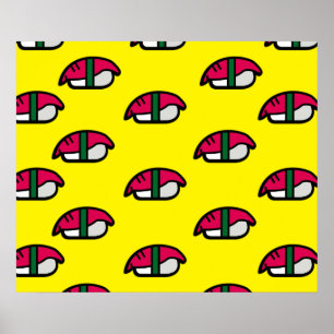 Poster du Sushi Kawaii, du riz au poisson et des a