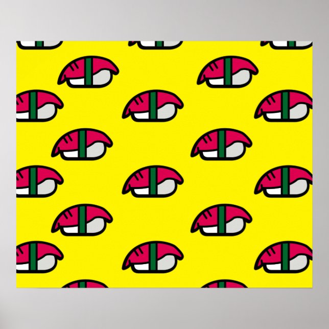 Poster du Sushi Kawaii, du riz au poisson et des a (Devant)