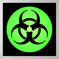 Poster du symbole de danger biologique vert