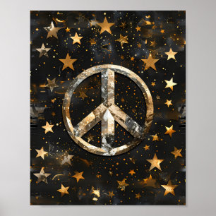 Poster du symbole de paix étoilé cosmique