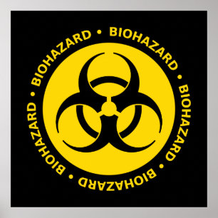 Poster du symbole du risque biologique jaune