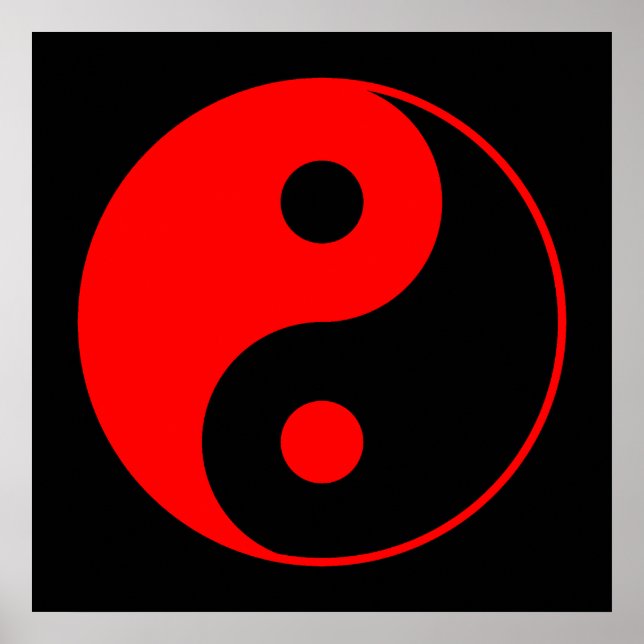 Poster du symbole Yin Yang rouge et noir (Devant)