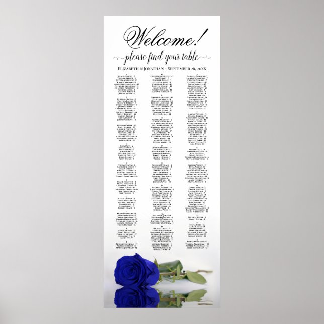 Poster du tableau alphabétique du Rose royal bleu (Devant)