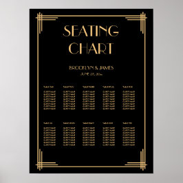 Poster du tableau de Mariage Art déco noir 18x24