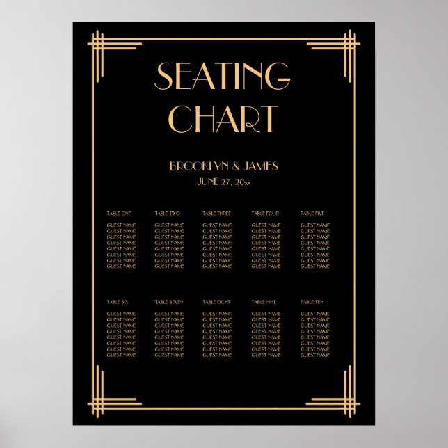 Poster du tableau de Mariage Art déco noir 18x24 (Devant)