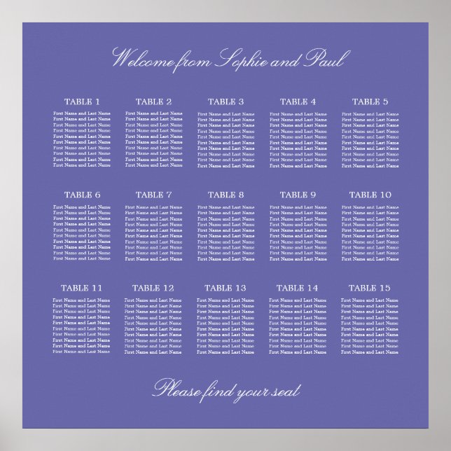 Poster du tableau de Mariage de table Lavender 15 (Devant)
